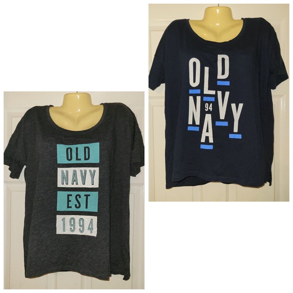 Lot of 2 Old Navy Women's Size Large Boyfriend Tees T-Shirts EUC